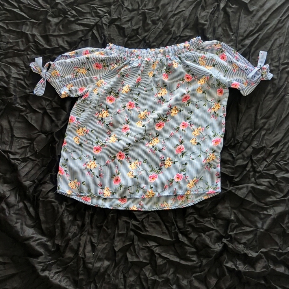 Hearts floral girls blouse